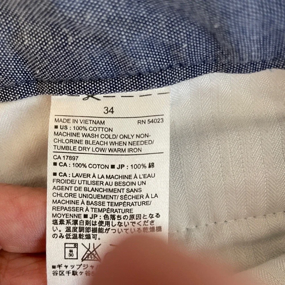 Banana Republic Kentfield Pant Mens 34 Blue Micro Stripe Cotton‎ Chino Trouser